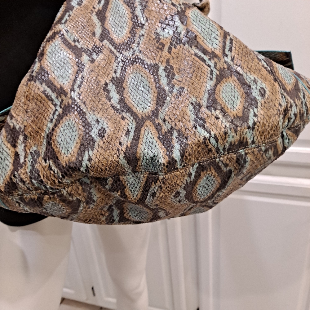 Ebisu Elegant Python Teal Brown Print Shoulder Ba… - image 6